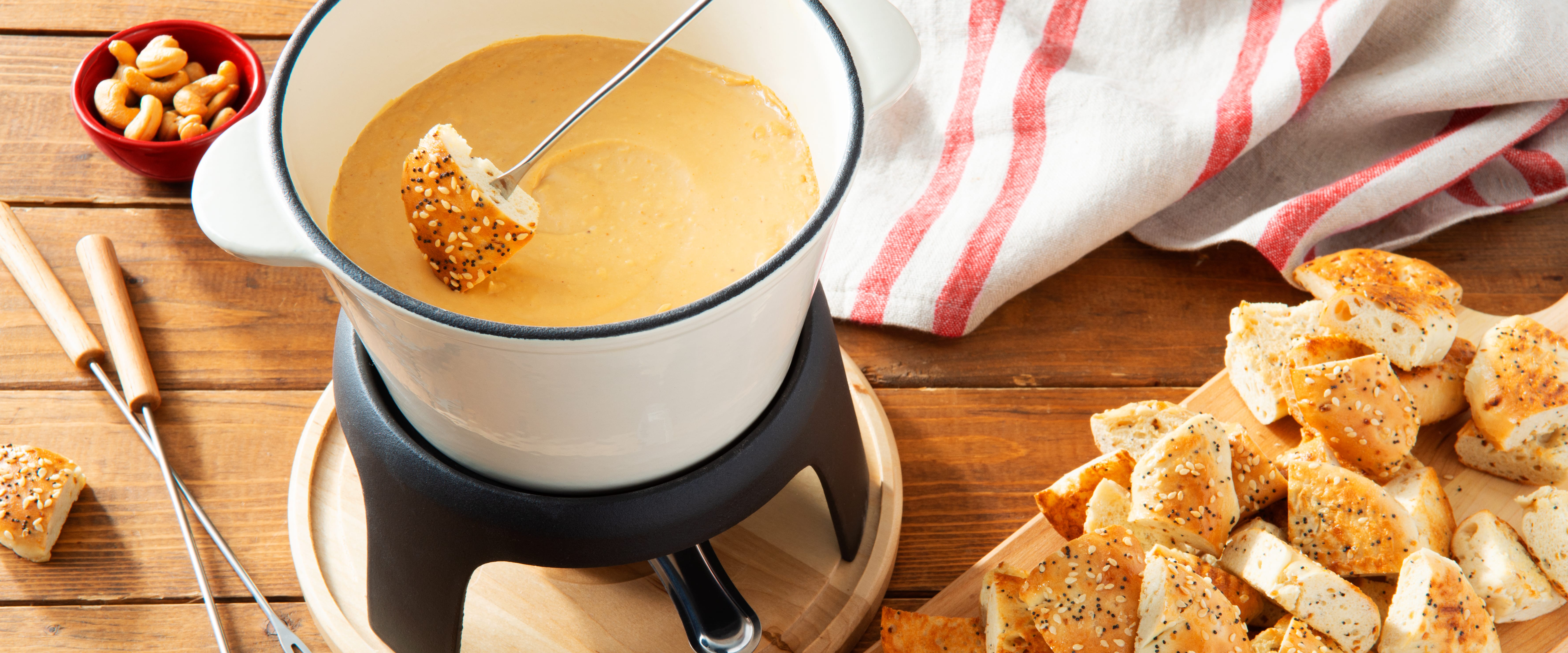 Cheesy DairyFree Fondue with Everything Bagels Dippers Dempster's